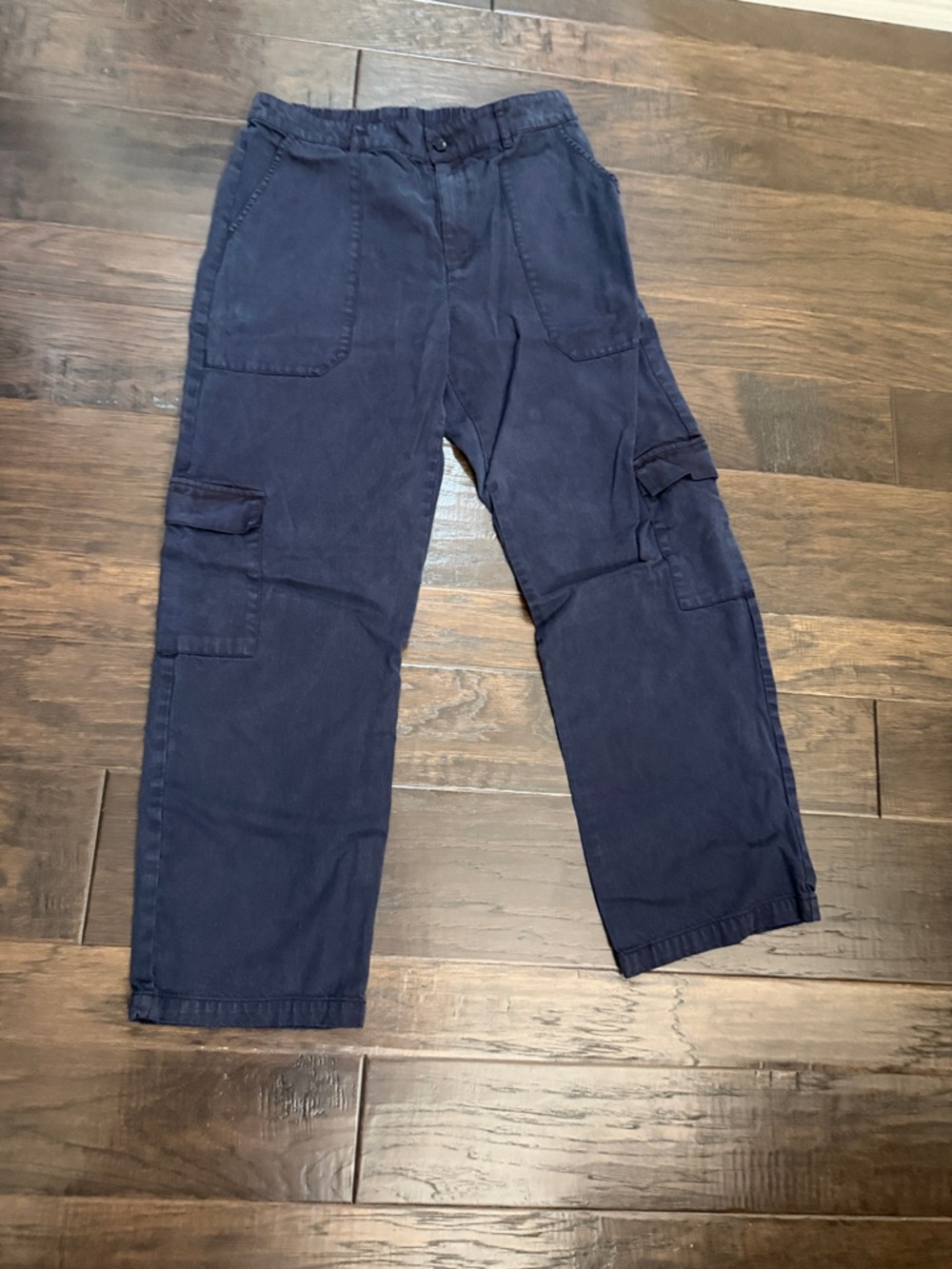 Young Fabulous & Broke Navy Wide Leg Cargo Pants Size Large Good Condition